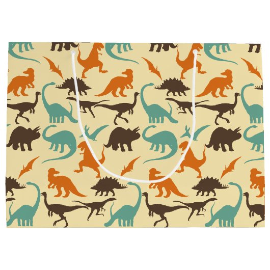 Dinosaur Pattern Silhouette Groot Cadeauzakje (Achterkant)