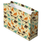 Dinosaur Pattern Silhouette Groot Cadeauzakje (Achterkant Gekanteld)