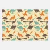 Dinosaur Pattern Silhouette Inpakpapier Vel (Voorkant 3)