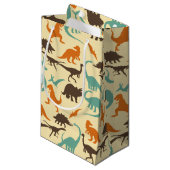 Dinosaur Pattern Silhouette Klein Cadeauzakje (Voorkant Gekanteld)