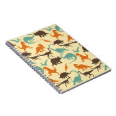 Dinosaur Pattern Silhouette Notitieboek (Rechterzijde)