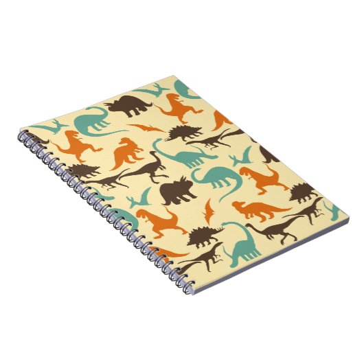 Dinosaur Pattern Silhouette Notitieboek (Rechterzijde)