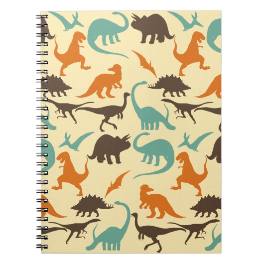Dinosaur Pattern Silhouette Notitieboek (Voorkant)