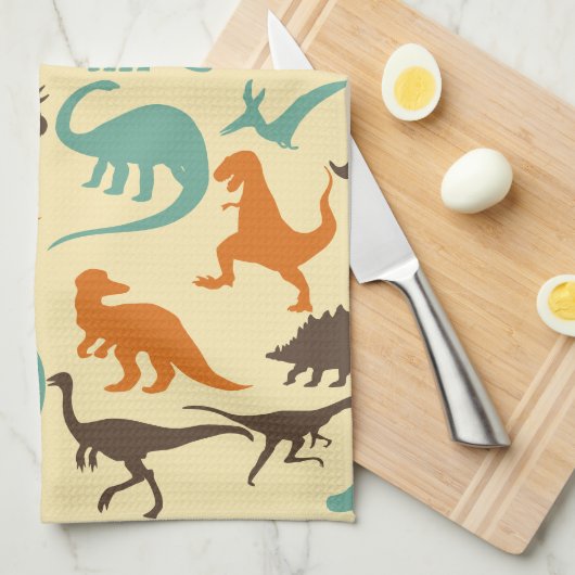 Dinosaur Pattern Silhouette Theedoek (Quarter Fold)