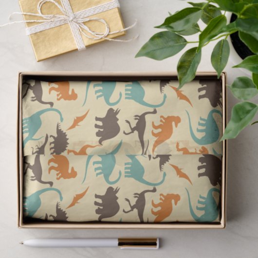 Dinosaur Pattern Silhouette Tissuepapier (Geschenk)