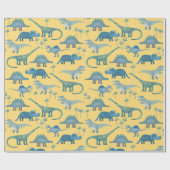 Dinosaur Pattern Yellow Cadeaupapier (Vlak)