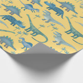 Dinosaur Pattern Yellow Cadeaupapier (Hoek)