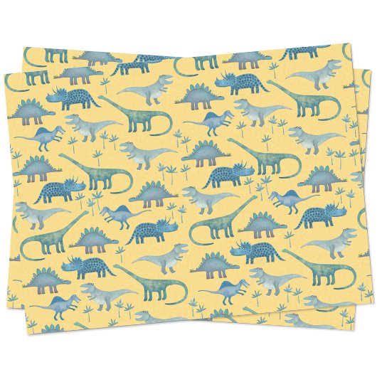Dinosaur Pattern Yellow Tissue Paper Tissuepapier