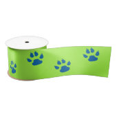 Dinosaur Paw Print Pattern Green Blue Birthday Satijnen Lint (Spoel)