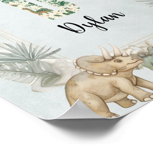 Dinosaur Personalized Name Monogram D Nursery Poster (Hoek)