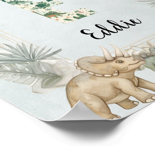 Dinosaur Personalized Name Monogram E Nursery Poster (Hoek)