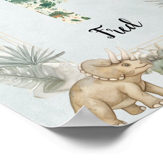 Dinosaur Personalized Name Monogram F Nursery Poster (Hoek)