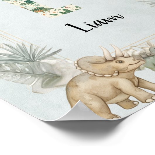 Dinosaur Personalized Name Monogram L Nursery Poster (Hoek)