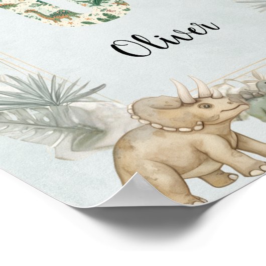 Dinosaur Personalized Name Monogram O Nursery Poster (Hoek)