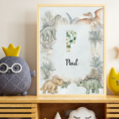 Dinosaur Personalized Name Monogram P Nursery Poster