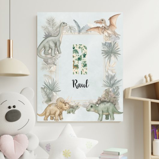 Dinosaur Personalized Name Monogram R Nursery Poster