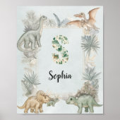 Dinosaur Personalized Name Monogram S Nursery Poster (Voorkant)
