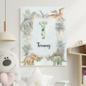 Dinosaur Personalized Name Monogram T Nursery Poster
