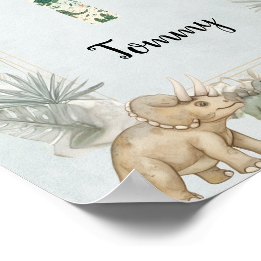 Dinosaur Personalized Name Monogram T Nursery Poster (Hoek)