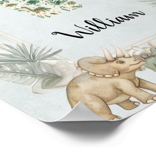 Dinosaur Personalized Name Monogram W Nursery Poster (Hoek)