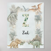 Dinosaur Personalized Name Monogram Z Nursery Poster (Voorkant)