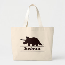 Dinosaur Persoonlijke benaming Triceratops Canvas Grote Tote Bag