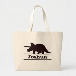 Dinosaur Persoonlijke benaming Triceratops Canvas Grote Tote Bag