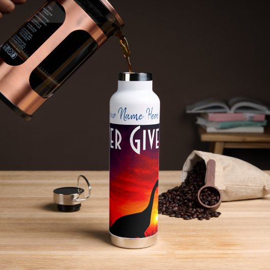 Dinosaur Persoonlijke naam en tekst Waterfles (Koffie)