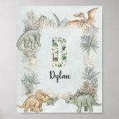 Dinosaur Persoonlijke Naam Monogram D Kinderkamer Poster (Voorkant)