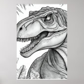 Dinosaur Picture Black + White Wall Poster (Voorkant)