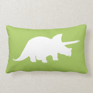 Dinosaur Pillow in Green met Gray Chevron Stripes Kussen