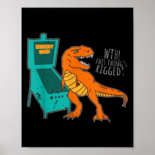 Dinosaur Pinball Wizard Arcade Machine Player Pict Poster (Voorkant)