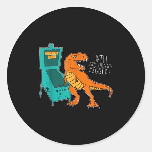 Dinosaur Pinball Wizard Arcade Machine Player Pict Ronde Sticker (Voorkant)