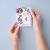 Dinosaur Pink Birthday Party - Fotobudget Flyer (Hand)