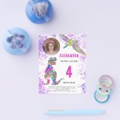 Dinosaur Pink Birthday Party - Fotobudget Flyer (Enkel)