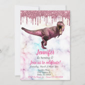 Dinosaur Pink Glitter Tyrannosaurus Kaart (Voorkant)