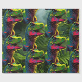 Dinosaur Pink Oerwoud Birthday Kinder Cadeaupapier (Vlak)