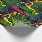 Dinosaur Pink Oerwoud Birthday Kinder Cadeaupapier (Hoek)