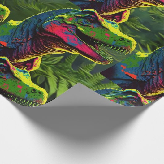 Dinosaur Pink Oerwoud Birthday Kinder Cadeaupapier (Hoek)