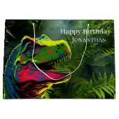 Dinosaur Pink Oerwoud blijddag Groot Cadeauzakje (Voorkant)