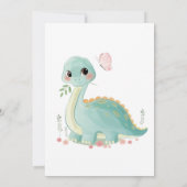 Dinosaur Pink Peony Baby shower Hartelijk dank Bedankkaart (Achterkant)