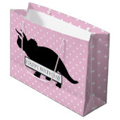 Dinosaur Pink Poker Pattern Large Boy Bag Groot Cadeauzakje (Voorkant Gekanteld)