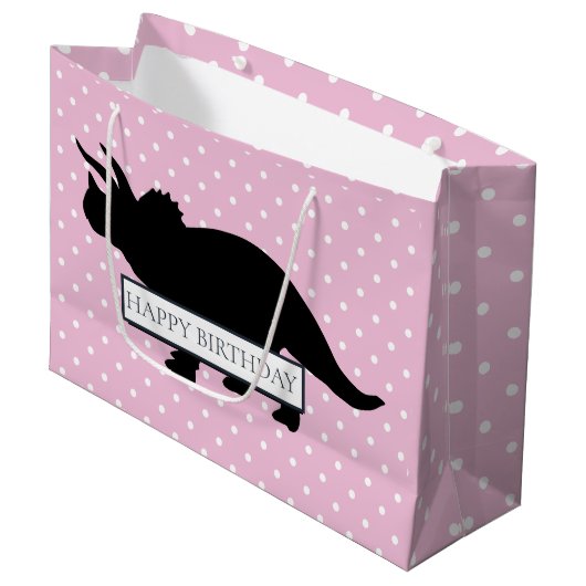 Dinosaur Pink Poker Pattern Large Boy Bag Groot Cadeauzakje (Voorkant Gekanteld)