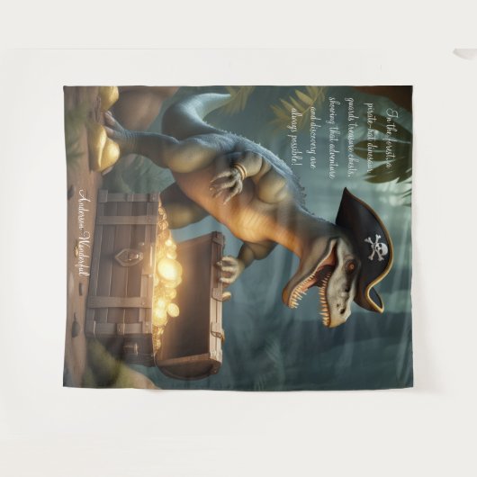 Dinosaur Pirate Pet Forest gepersonaliseerd wandta Wandkleed (Voorkant (horizontaal))