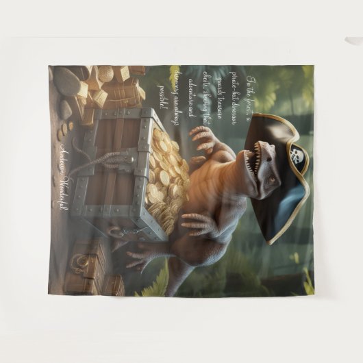 Dinosaur Pirate Pet Forest gepersonaliseerd wandta Wandkleed (Voorkant (horizontaal))