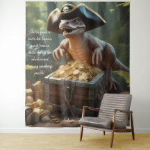 Dinosaur Pirate Pet Forest gepersonaliseerd wandta