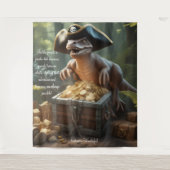 Dinosaur Pirate Pet Forest gepersonaliseerd wandta Wandkleed (Voorkant)