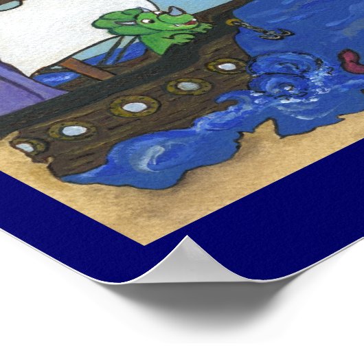 Dinosaur Pirate Ship Poster (Hoek)
