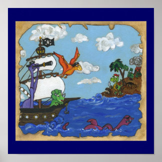 Dinosaur Pirate Ship Poster