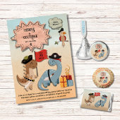 Dinosaur Pirate Twin Boys Verjaardagsfeestje Custo Kaart